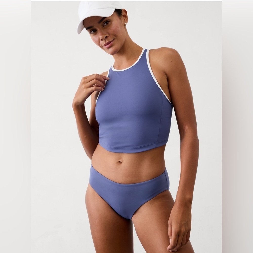 NWT Athleta  2 Piece set of Seabreeze Crop Dusk Bikini Top D Cup) & Bottoms Sz S